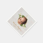 Serviette En Papier Baptême Photo Marbre Floral Calla Lilies Or (Coin)