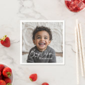 Serviette En Papier Baptême photo ronde (En situation)