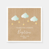 Serviette En Papier Baptême rustique Christening Twinkle Stars (Devant)