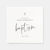 Serviette En Papier Baptême simple écriture blanche (Devant)