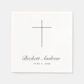 Serviette En Papier Baptême simple écriture croix (Devant)