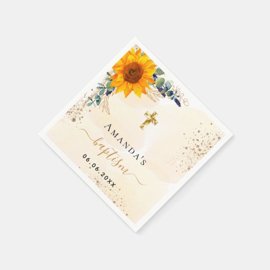 Serviette En Papier Baptême tournesol eucalyptus parties scintillant v (Coin)
