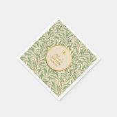 Serviette En Papier Baptême Vert Feuilles Faux Or Willow Bough Morris (Coin)