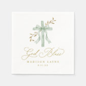 Serviette En Papier Baptism Communion Gold God Bless Bow Cross (Devant)