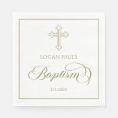 Serviette En Papier Baptism Gold and white napkin (Devant)
