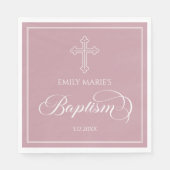 Serviette En Papier Baptism Gold boho Mauve modern napkin (Devant)