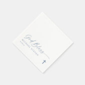 Serviette En Papier Baptism Modern Simple Dusty Blue God Bless Cross (Coin)