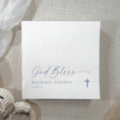 Serviette En Papier Baptism Modern Simple Dusty Blue God Bless Cross N