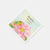 Serviette En Papier Baptism Pink Waterlily & Tree Frog (Coin)