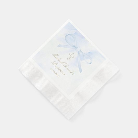 Serviette En Papier Baptism watercolor blue bow (Coin)
