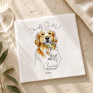 Serviette En Papier Bar à cocktail ouvert Retriever doré dessiné à la