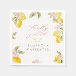 Serviette En Papier Bar à limonade fraîchement diplômé aux fleurs rose