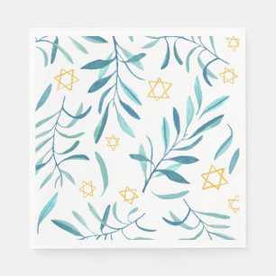 Serviette En Papier Bar Bat mitzvah Mariage juif Hanoukka Watercolor