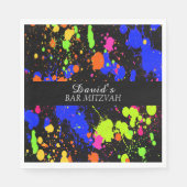 Serviette En Papier Bar/Bat Mitzvahs éclaboussure de peinture néon (Devant)