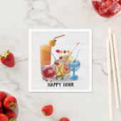 Serviette En Papier Bar Cocktails Sur Bois (En situation)