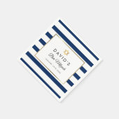 Serviette En Papier Bar Mitzvah Bleu Nuit Blanc Rayure Or (Coin)