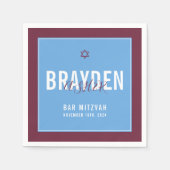 Serviette En Papier BAR MITZVAH étoile moderne marron bleu (Devant)