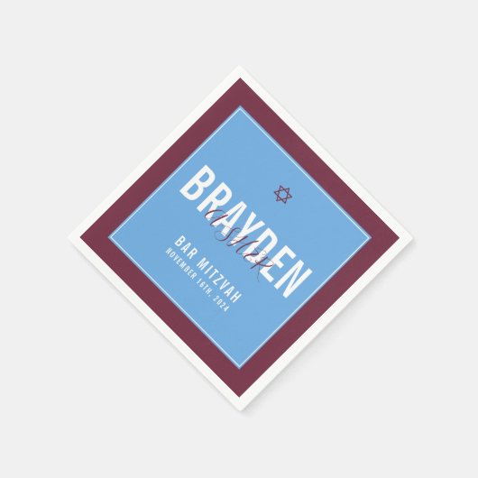 Serviette En Papier BAR MITZVAH étoile moderne marron bleu (Coin)