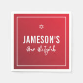 Serviette En Papier BAR MITZVAH étoile moderne rouge Bourgogne dégradé (Devant)