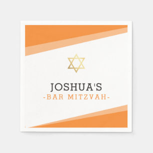 Serviette En Papier BAR MITZVAH étoile simple moderne audace orange cl