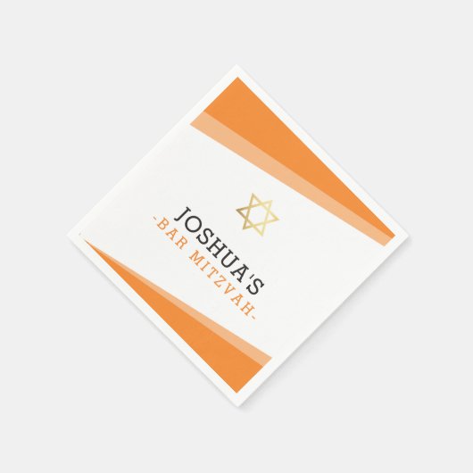 Serviette En Papier BAR MITZVAH étoile simple moderne audace orange cl (Coin)