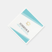 Serviette En Papier BAR MITZVAH étoile simple moderne turquoise bleu (Coin)