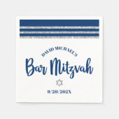 Serviette En Papier Bar Mitzvah Marine Argent Tallit Gras Script Minim (Devant)