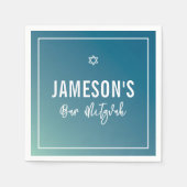 Serviette En Papier BAR MITZVAH moderne étoile bleu menthe dégradé (Devant)