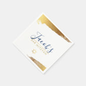 Serviette En Papier BAR MITZVAH moderne luxe doré marine bleu marine (Coin)