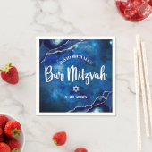 Serviette En Papier Bar Mitzvah Navy Agate Blue Galaxy White Script (En situation)