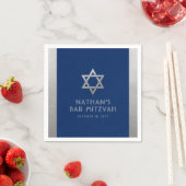 Serviette En Papier Bar Mitzvah Silver Blue Moderne Simple Personnalis (En situation)