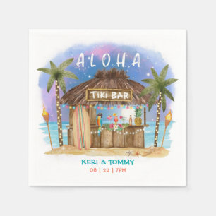Serviette En Papier Bar Tiki Beach   Lune Tropicale Mer & Surf