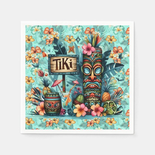 Serviette En Papier Bar Tiki Tropical (Devant)