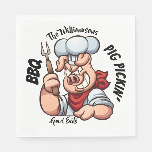 Serviette En Papier Barbecue Cochon Pickin' Napkin (Devant)