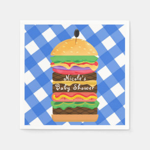Serviette En Papier Barbecue d'été Hamburger Bleu Fête Barbecue BBQ