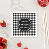 Serviette En Papier Barbecue En vichy Noir Et Blanc (En situation)
