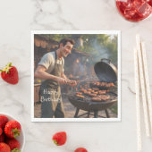 Serviette En Papier Barbecue Homme Anniversaire (En situation)