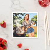 Serviette En Papier Barbecue Rétro Pin-up (En situation)