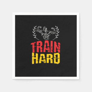 Serviette En Papier Barbells Bodybuilder Gym Weightlifting Train Hard 