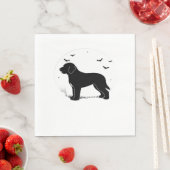 Serviette En Papier Barbet Chien - Halloween Lune Silhouette surdimens (En situation)