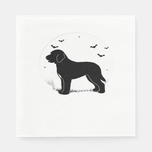 Serviette En Papier Barbet Chien - Halloween Lune Silhouette surdimens (Devant)