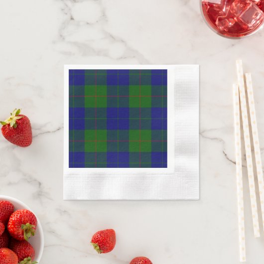 Serviette En Papier Barclay tartan bleu vert plaid (En situation)
