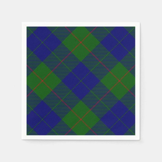 Serviette En Papier Barclay tartan bleu vert plaid (Devant)