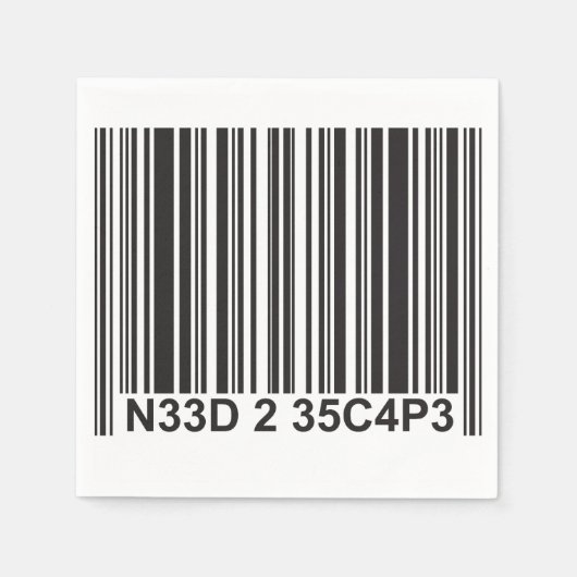 Serviette En Papier Barcode Leetspeak - Besoin d'échapper (Devant)