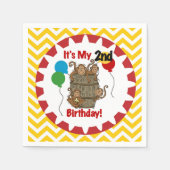 Serviette En Papier Baril de singes 2e Anniversaire Papier serviettes (Devant)