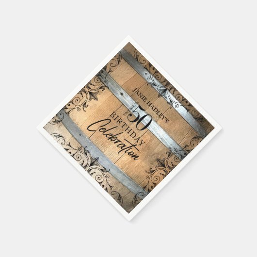Serviette En Papier Baril de Whiskey rustique papier d'anniversaire (Coin)
