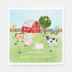 Serviette En Papier Barn Animaux Papier de Baby shower neutre
