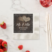 Serviette En Papier Barn Wood Burlap Coeurs Mr & Mrs Mariage (En situation)