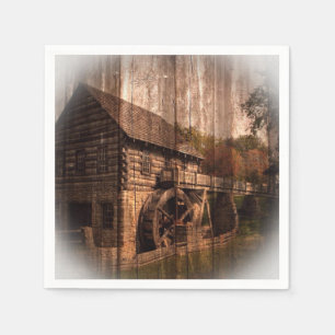 Serviette En Papier Barn Wood farmhouse mill water wheel