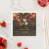 Serviette En Papier Barne Bois Rustique Feuilles Mariage (En situation)
